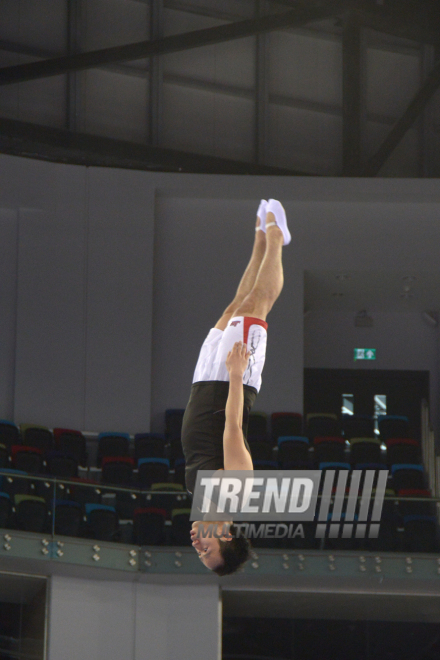 Bakıda batut gimnastikası üzrə Dünya Kubokunda iştirak edəcək idmançıların podium məşqləri. Azərbaycan, 4 mart, 2016